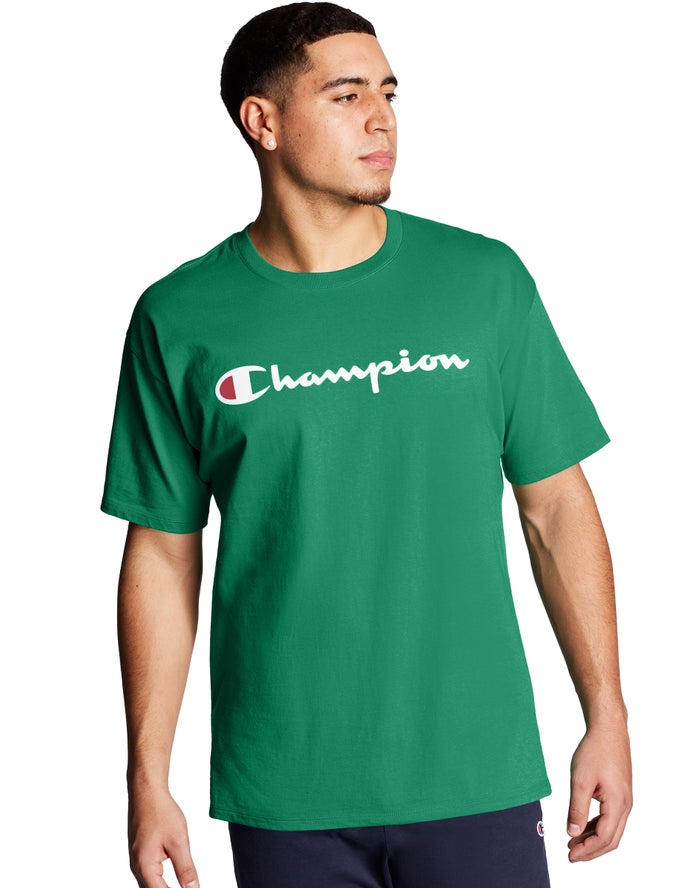 Champion Classic Jersey Script Logo Erkek Tişört Yeşil ( PYDIWK813 )